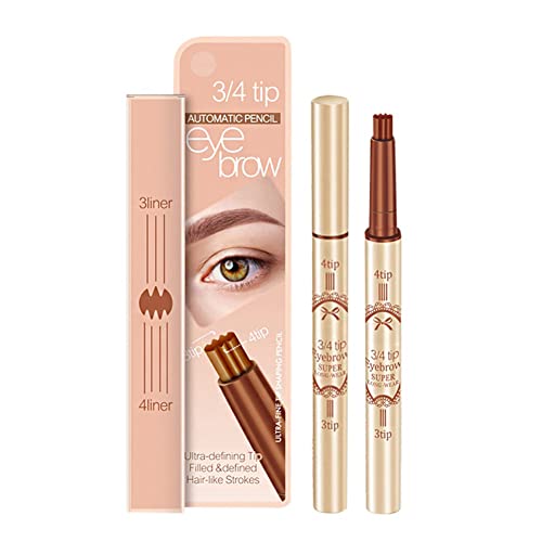 3D 3/4 Astuce 2-en-1 crayon à sourcils rotatif Crayon à sourcils brun avec deux pointes pour une coloration précise des sourcils, facile à appliquer, 0,7 g Cover