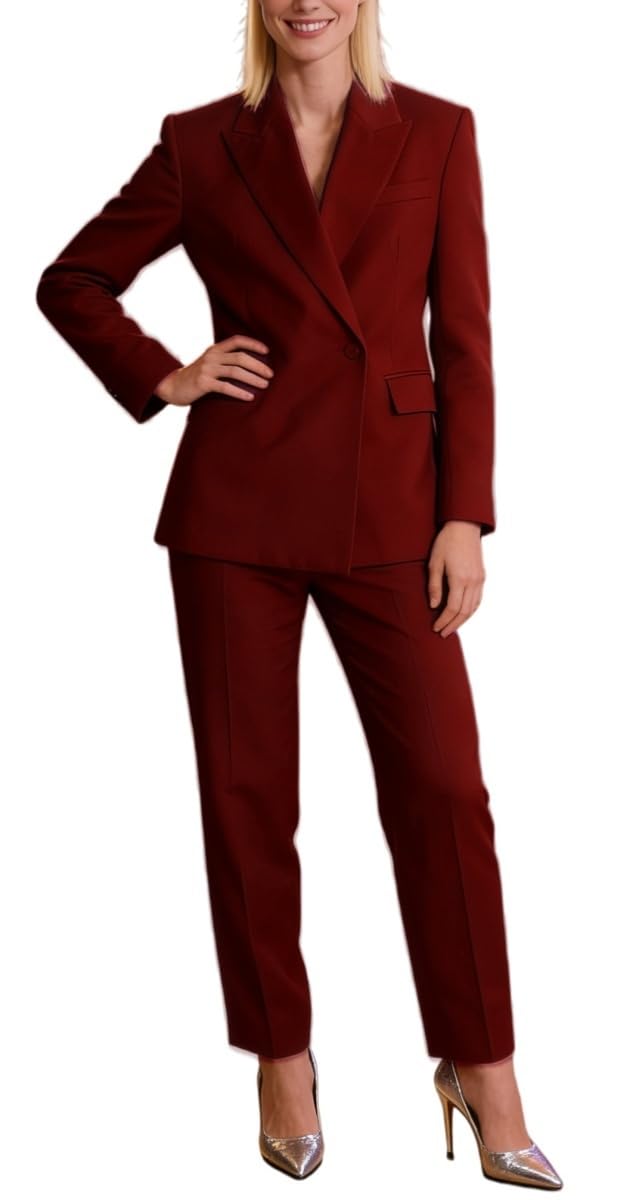 JUDHGGX - Abito da donna a doppio petto, per lavoro, giacca professionale, pantaloni da ballo, smoking, abito formale
