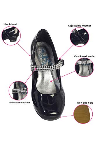 Little Girls Dress Shoes for Girls Black Mary Jane Kids Girl High Heels Size 12 - Thumbnail 2