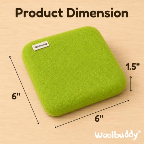 Image of Woolbuddy Needle Felting Mat 6 x 6 x 1.5 Inch (Lime), Pure Wool Felt Pad