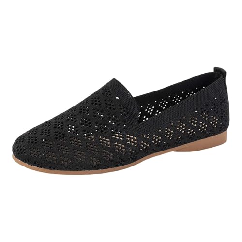Ballerine piatte per donna, antiscivolo, scarpe da donna, slip-on, scarpe da balletto, morbide, leggere, estive, eleganti e comode, per l'ufficio e la vita quotidiana, Nero , 41 EU