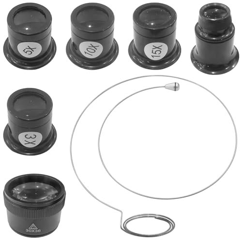 6 Pcs Jewelers Loupe with Holder, Monocular Magnifier Magnifying Glass