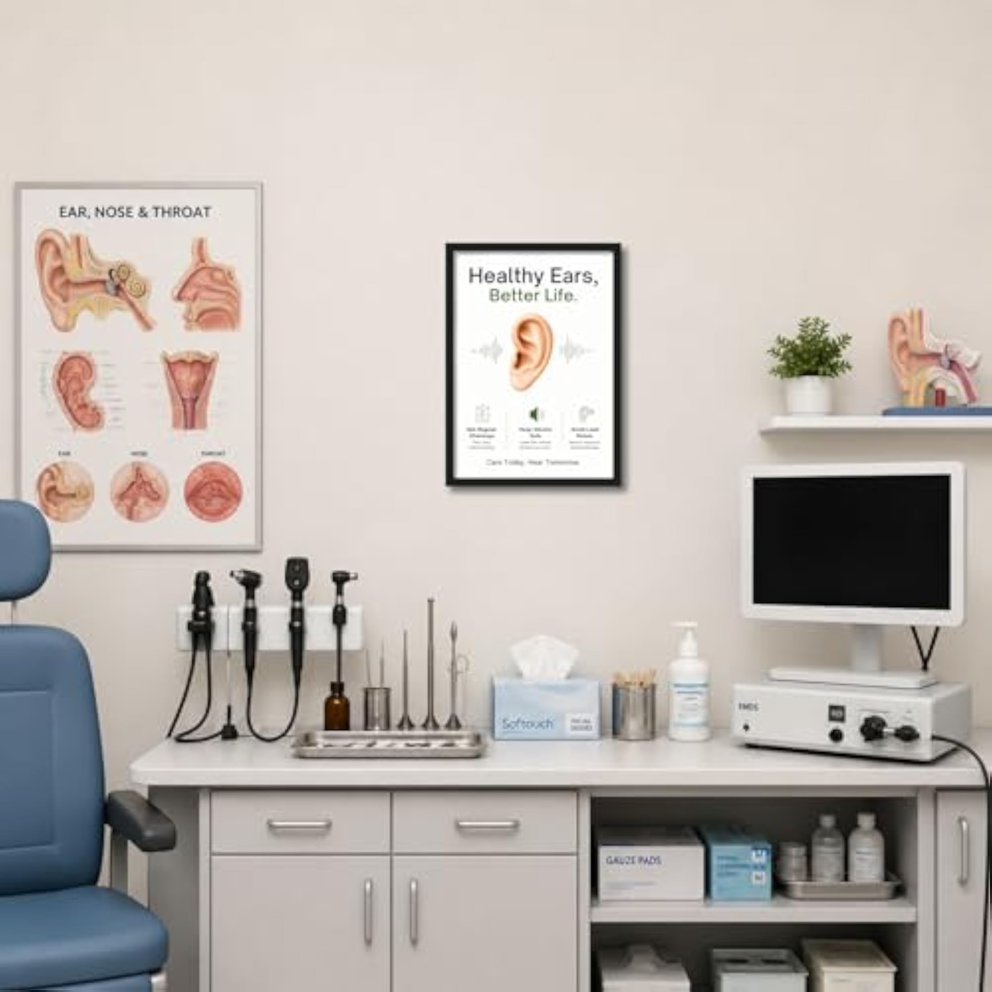 Educational Ear Care Wall Frame Poster for Clinic & Office