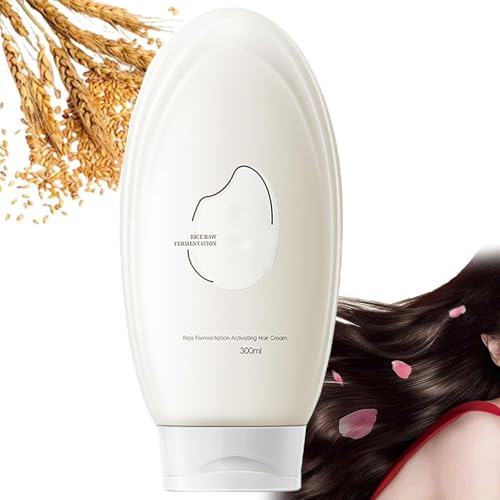 ライス発酵エッセンスヘアクリーム、ディープコンディショニングヘアマスクライスウォーター、ライスエッセンスヘアクリーム、ヘアエッセンスクリーム韓国、保湿と滑らかさ、乾燥の修復、すべての髪質(1 PCS)