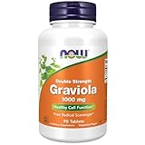 NOW Foods Supplements, Graviola 1,000 mg, Double Strength, Healthy Cell Function*, 90 Tablets