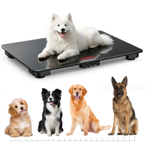 Image of Dog Scale, 220lb Max / 0.01lb Accuracy Pet Scale, 25.6 inch x 17.7 inch Wide Platform Dog Scales for Large Breed, Built-in Smart Hold & Tare Function, 3 AAA Batteries Included