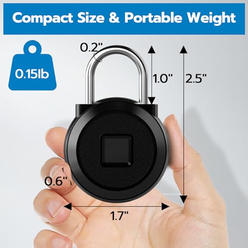 Eseesmart YL-P5BF BLACK Fingerprint Padlock, Locker Bluetooth, Mobile App, Smart Padlock With Keyless Biometric thumb #5