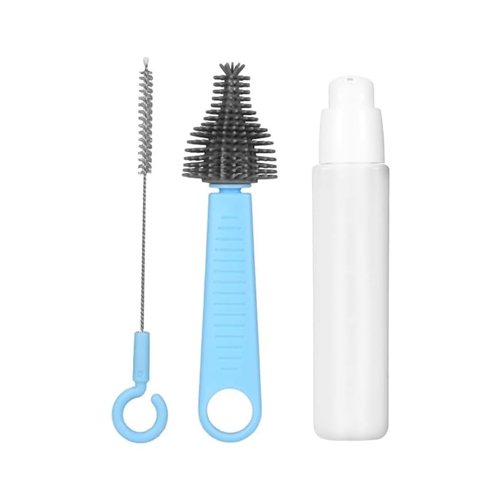 Tiardey Bottle Cleaner Kit,360°Rotation Bottle Brush Cleaner Portable Silicone Bottle Brush Drainer Rack Bottle Cleaning Set - Image 4