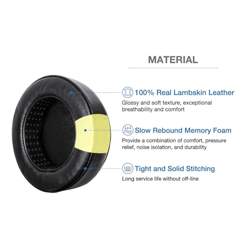 Voarmaks Lambskin Replacement Ear Pads Compatible with Pioneer HDJ-X5 X5BT HDJ-X7 X7BT X7S HDJ-X10 HDJ1000 HDJ1500 HDJ2000 DJ Headphones - Real Leather & Slow Rebound Memory Foam Version