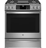 Profile 30 in. 5 Burner Smart Slide-In Gas Range in Fingerprint Resistant Stainless with Convection and Air Fry
