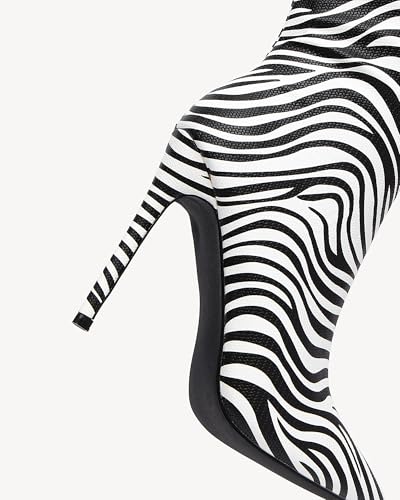 Women's Knee High Boots - Zebra Print Stiletto Heel Boots for Fall & Winter4