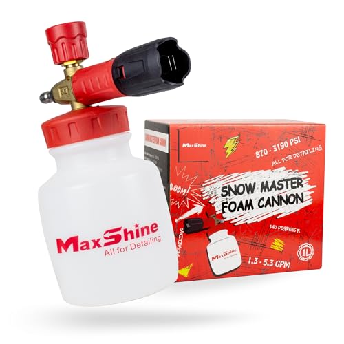 Maxshine Universal Snow Master Foam Cannon - 1/4” Quick Connect, High-Pressure Washer Gun - Ideal for Washing Cars, Trucks, SUVs, RVs & More - Creates Thick Foam, Speeds Up Cleaning, Reduces Wash Time by Maxshine - Used condition - US$41.56