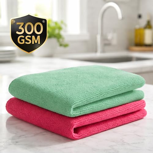Image of Cutting EDGE 300 GSM Car Microfiber Cloth, Multicolor, 40x30 cm (Set of 2) | Material: Microfiber, 300 GSM, Small Size, Ideal for Car, Bike, Glass & Dashboard Cleaning, Soft, Lint-Free & Scratch-Free