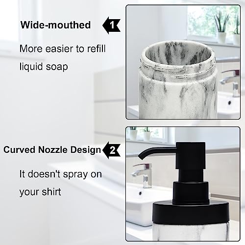 Suanti 890081 2 Pcs Bathroom Marble Soap Dispenser Set-Marble Wide Open, Refillable Liquid Circular Marble Decorative Soap Dispenser For Bathroom Countertop & Kitchen Home Decor thumb #1