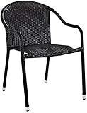 Crosley Furniture Palm Harbor 2-Piece Stackable Outdoor Chair Set, Wicker Patio Chairs for Dining, Porch, Brown