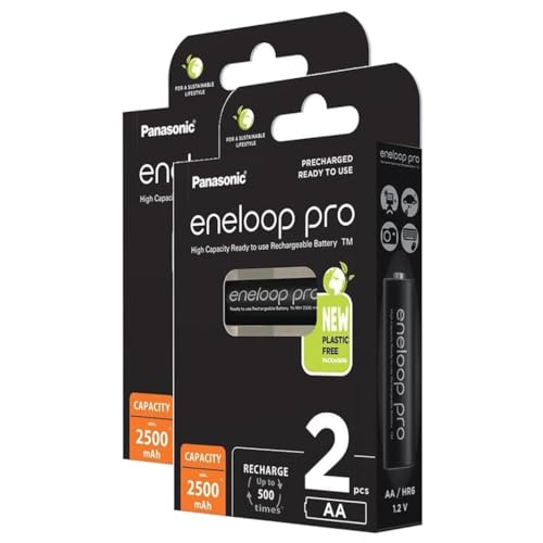 Eneloop Pro Lot de 2 x 2 Piles Rechargeables Mignon 2500mAh AA Ni-MH