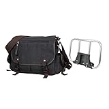 for brompton折りたたみ自転車用 ビンテージキャンバス トラベルショルダー/クロスボディ カジュアルメッセンジャーバッグ（ブラック ノーロゴ）