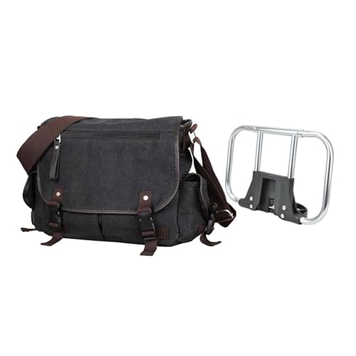 for brompton折りたたみ自転車用 ビンテージキャンバス トラベルショルダー/クロスボディ カジュアルメッセンジャーバッグ(ブラック ノーロゴ)