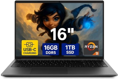 Difinity 16 Zoll HighEnd Gaming Notebook Made in Germany mit 3 Jahren Garantie! Ryzen9 6900HX 16 Threads 4.9 GHz, Radeon RX 680M 8GB, 16 GB DDR5, 1TB, USB 3.0, WLAN, BT, Windows 11, MS Office - 8123