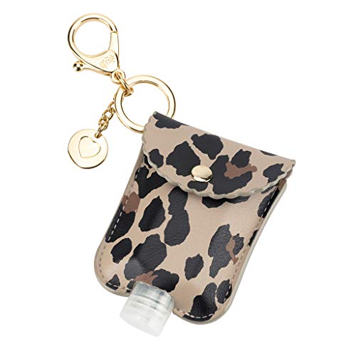Image of Itzy Ritzy Hand Sanitizer Holder - Hand Sanitizer Case Keychain Fits 2-Ounce Bottles of Sanitizers (Not Included) - Clips to Diaper Bag, Purse or Travel Bag (Leopard)