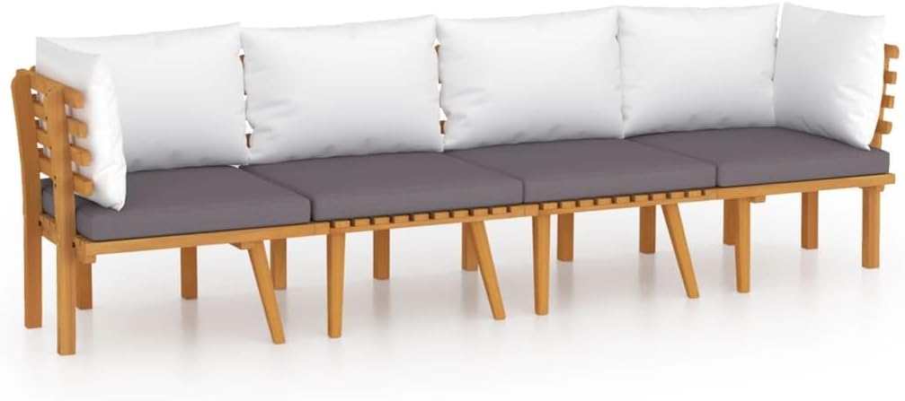 vidaXL Patio Lounge Set 4 Piece, Sectional Sofa for Outdoor Backyard, Couch with Cushions, Patio Furniture Set with Table, Solid Wood Acacia