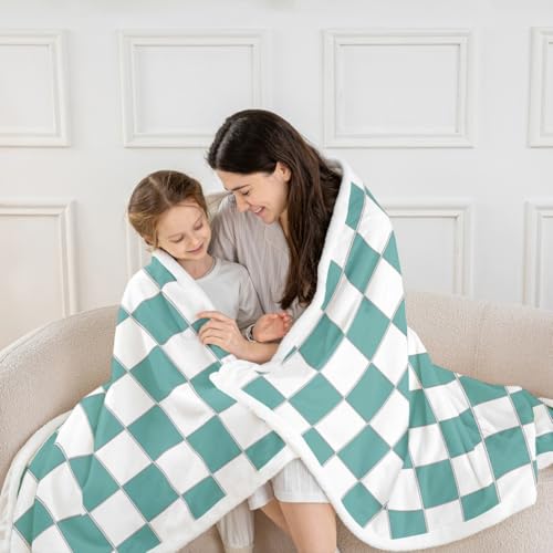 Image of Erosebridal Initial Letter D Fleece Blanket Throw 50 inchx60 inch Pink and White Checkered Sherpa Blanket Cute Monogram Plaid Fuzzy Plush Throw for Kids Girls Women,Kawaii Gingham Grids Decor for Bed Couch