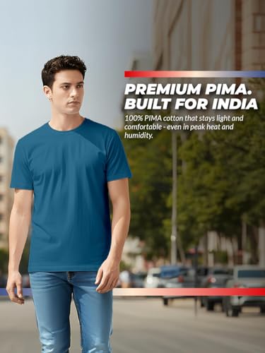 Image of 100% PIMA Cotton T Shirt for Man | Premium Men T-Shirts Regular Fit | Half Sleeve Round Neck Cotton Tshirt for Man | Mens Tees Made for Indian Climate | Available in 10 Colours