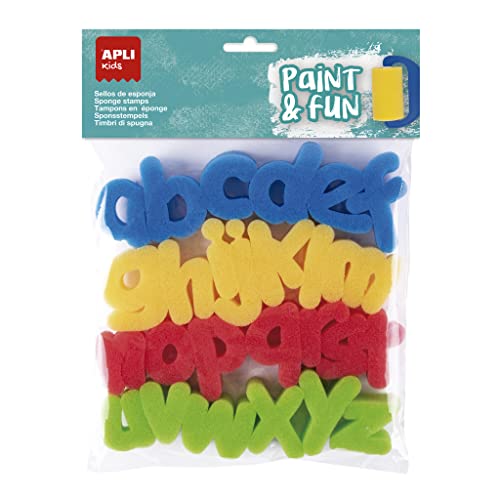 Apli Kids 19412 Timbri in Spugna per Dipingere Le 26 Lettere Minuscole dell'Alfabeto