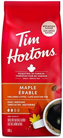 Tim Hortons Maple Coffee, Fine Grind, Medium Roast, 300g/10.6oz., (Imported from Canada)