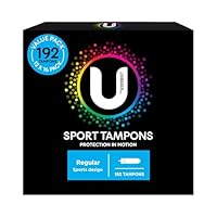 U by Kotex Sport Tampons Regular 192 Count (12 x 16 Pack) - Packaging May Vary