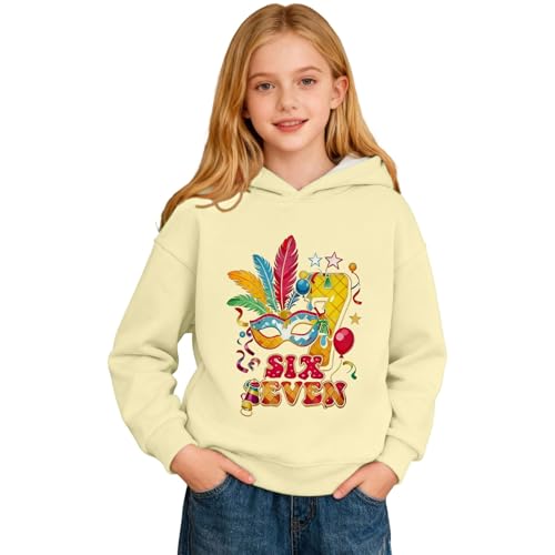 Sudadera con Capucha y Estampado gráfico para niños, Ideal para Fiestas de Carnaval, Celebraciones Festivas, Jersey Divertido de Manga Larga, Ropa Informal cómoda para niños y (Yellow, 5-6 Years)