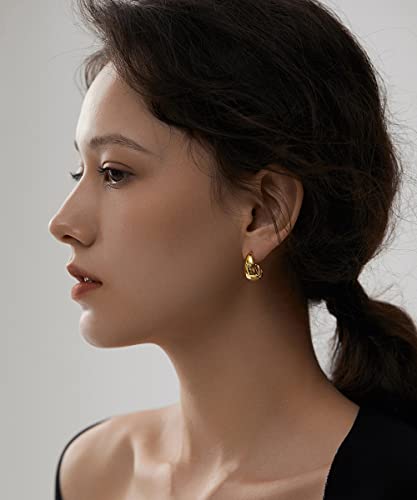 Loayhoay 2 Pairs Chunky Gold Hoop Earrings For Women Girls Waterdrop Earring Dupes Half Open Hoop Hollow Lightweight Fashion Jewelry Gold #TOP2