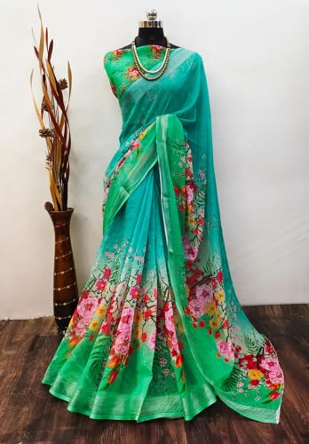 Image of C J Enterprise Women Banarasi Kanjivaram Style Linen Saree