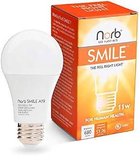 NorbSmile Full Spectrum SAD Light Bulb. Use Throughout Home, Year-Round. Near-Perfect Sunlike Spectrum