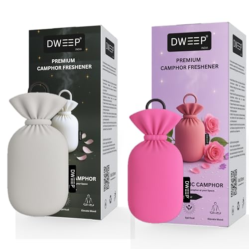 Image of Dweep Organic Camphor Air Freshener Pack of 2 | 100% Camphor Based | Long Lasting Freshener for Car, Wardrobe, Office Cabin, Travel Bag & Bathroom | Natural Odor Control (ORIGINAL-ROSE)