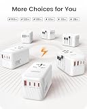 LENCENT 120W Adapter Podróżny na Całym świecie, GAN III Uniwersalny Adapter Wtyczki, Szybkie ładowanie Międzynarodowa ładowarka z 3 PD3.0 Typ C + 1 QC USB A do USA/UK/EU/AUS, Typ A/C/G/I, Biały