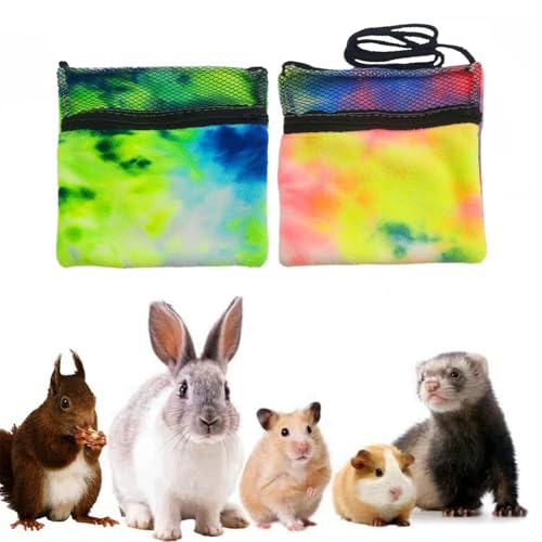 2PC Soft Fleece Bonding Pouch for Sugar Glider Ferret Breathable Mesh Sleeping Bag with Shoulder Strap Portable Small Animal Carrier for Hamsters Gerbils Hedgehogs Marmosets Squirrels (2PC)