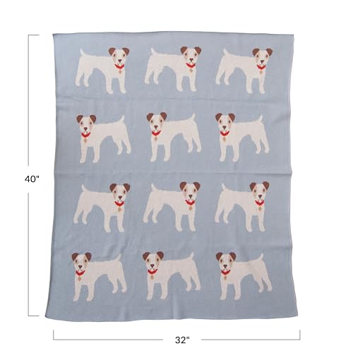 Image of Creative Co-Op Cotton Knit Baby Blanket with Terrior Dogs, 40 inch L x 32 inch W