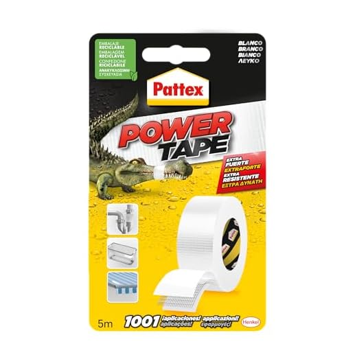 Pattex Power Tape, cinta multiusos resistente, fuerte, corte fácil, blanco, 5 m