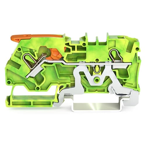 Image of 2104-1207 | WAGO GREEN/YELLOW EARTH TERMINAL BLOCK WITH LEVER, OPERATING SLOT, PUSH-IN CAGE CLAMP,