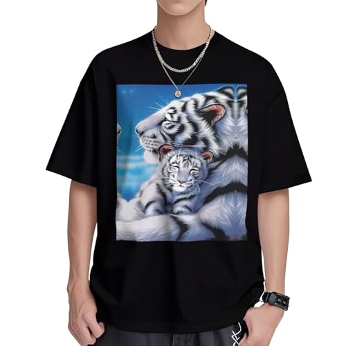 T-shirt tigre blanc EdWal en coton doux de qualité supérieure