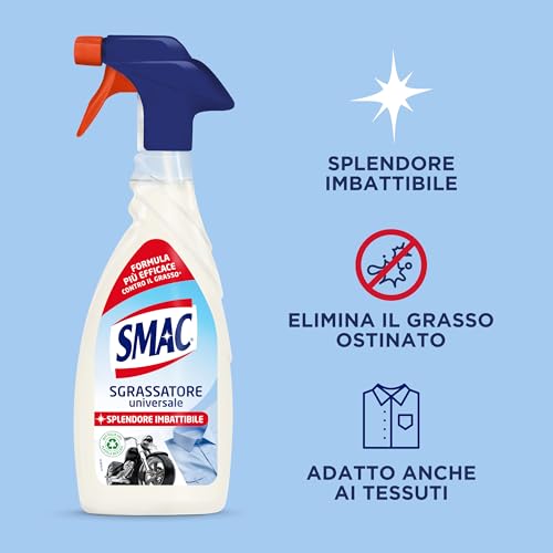Smac - Sgrassatore Universale, Detergente Spray Multisuperficie con Azione Sgrassante, Splendore Imbattibile, 650 ml x 12 Pezzi - Immagine 1