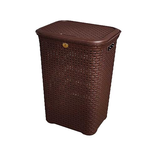 Consejos para Comprar Cesto de plastico que Puedes Comprar On-line. 45 Cesto Canasta Organizador Ropa con Tapa Rattan Plastico (Chocolate)