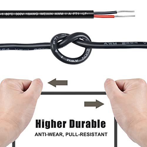 18 Gauge 2 Core Solid Single Strand Pvc Insulated Tinned Copper Wire,Wire Length 50Ft Red And Black Wire For Automotive Led Lighting Outdoor,Marine Solar Extension Cord Ul Listed #TOP2