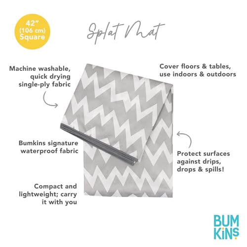 Bumkins Baby Splat Mat for Under High Chair, Babies Toddlers Eating Mess Mat, Waterproof Reusable Cloth for Arts and Crafts, Playtime Mat for Kids, Floors or Tables, Fabric 42inx42in, Gray Chevron by Bumkins - Image 5