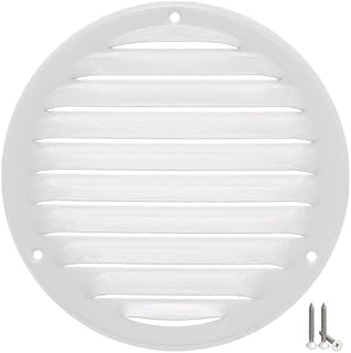 5" Round Vent Cover for Wall and Ceiling - White Soffit Vents for Outdoor and Indoor - Metal HVAC Return Air Grille with Mesh - External Diameter: 6.46"