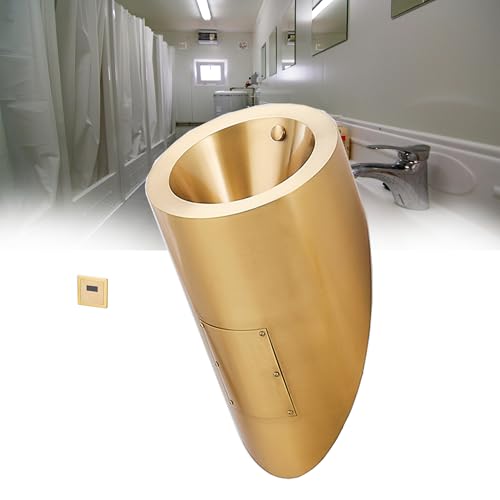 男性用壁掛け式業務用小便器 - 自動センサー式トイレ 304ステンレススチール製 縦型デザイン 業務用に最適 エレガントなゴールド仕上げ