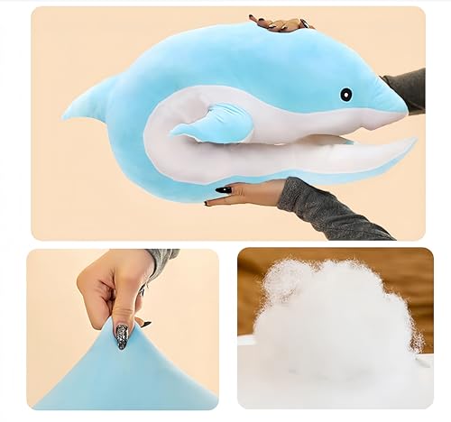 XIYUAN Dolphin Plush Pillow 27.5" Blue Dolphin Stuffed Throw Pillow Super Soft Sea Animal Plush Toys Dolls for Boys Girls Sleeping Cushion Gift by XIYUAN - Used condition - Image 8