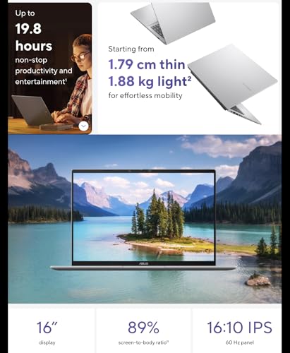 Image of ASUS Vivobook 16 HIGH Performance Laptop 16.0 inch 60Hz IPS WUXGA Display