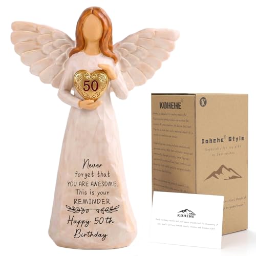 Kohehe 50th Birthday Gifts for Women, 5.5” Handmade Angel Figurine